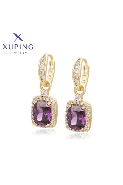 Choice أقراط متدلية أنيقة ورائعة من Xuping Jewelry بلون ذهبي فاتح بنفسجي