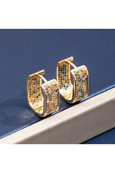 Choice golden New retro women's ear buckle, colorful zircon, fashionable and ...