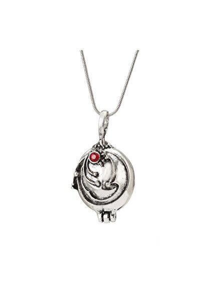 Choice قلادة فضية عتيقة بطول 50 سم مستوحاة من مسلسل يوميات مصاص الدماء، من تصميم إيلينا جيلبرت، مزينة بزهرة فيربينا.