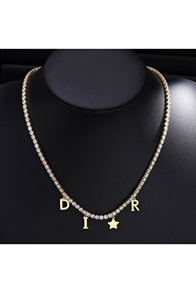 Choice قلادة زاكول الفاخرة اللامعة بلون الذهب، مرصعة بأحجار الزركون AAA على ش...