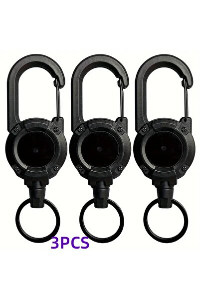Choice Black-3PCS Heavy-Duty Extendable Keychain With 23.62 inch Steel Wire R...