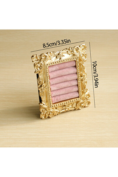 Choice حامل عرض خواتم ذهبي عتيق وردي اللون، صينية أقراط من جلد الغزال بتصميم ...