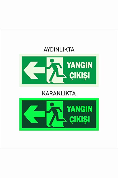 Sek Trend Fotolümen Fosforlu Acil Çıkış Folyo Sol Yön Levhası 19.5x8 cm