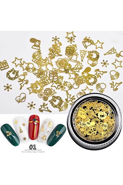 Choice 01 علبة واحدة من شرائح معدنية رقيقة للغاية، مزيج من رقائق معدنية ثلاثية الأبعاد على شكل فراشة وقلب، مستوحاة من أسلوب ستيمبانك، بنمط ذهبي.