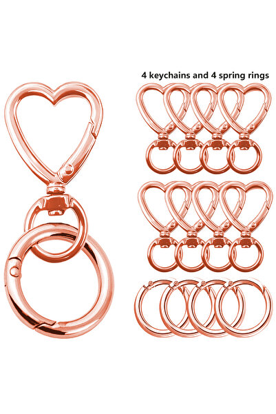 Choice 8PCS Rose Gold 8/20PCS Heart-Shaped Metal Keychain: Rotating Clasp Key...
