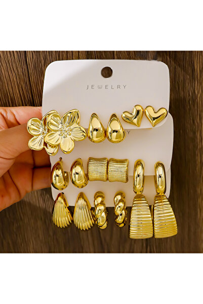 Choice طقم أقراط ذهبية اللون مكون من 18 قطعة للنساء، أنيق وراقي، مناسب للاستخ...