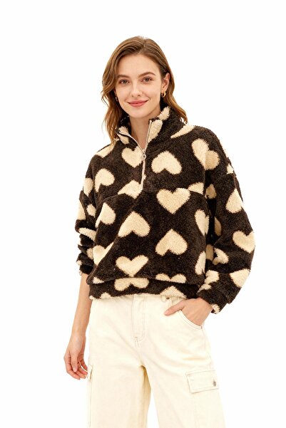 Rays 3121A Sweat maro cu fermoar în formă de inimă