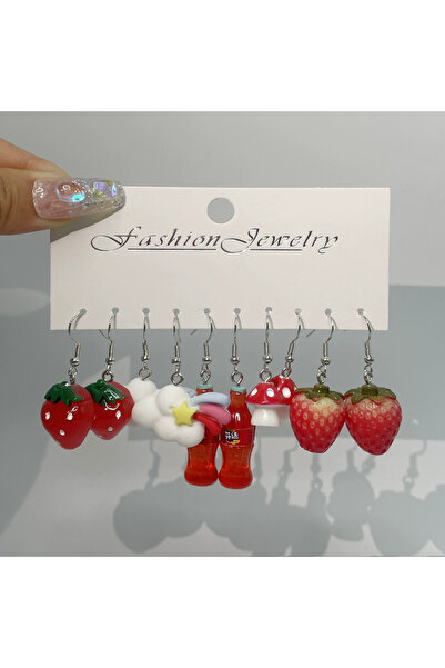 Choice style 14 Fashion Sweet Fruit Drink Earrings Set for Women Cute Cartoon Food Ice Cream Donut Funny Re