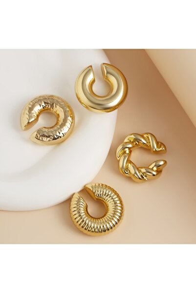 Choice 23213 1 4 Pcs Fashion C Shape Ear Cuff Earrings No Piercing Accessories Goth Smooth Metal Thick Cart