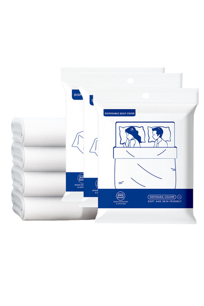 KADRAMA ملاءة سرير وغطاء لحاف للاستخدام مرة واحدة (220 × 240 سم)، وغطاءا وسادة (50 × 85 سم)، مناسبان للسفر