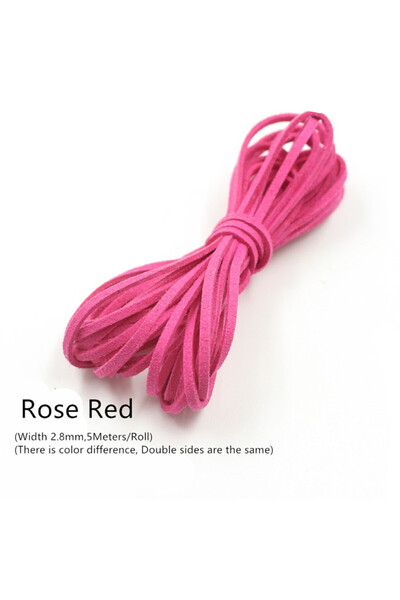 Choice 3MM 5Meters Rose Red 3MM 5M Micro-Fiber Flat Leather Lace Beading Thread Faux Suede Cord String Velv
