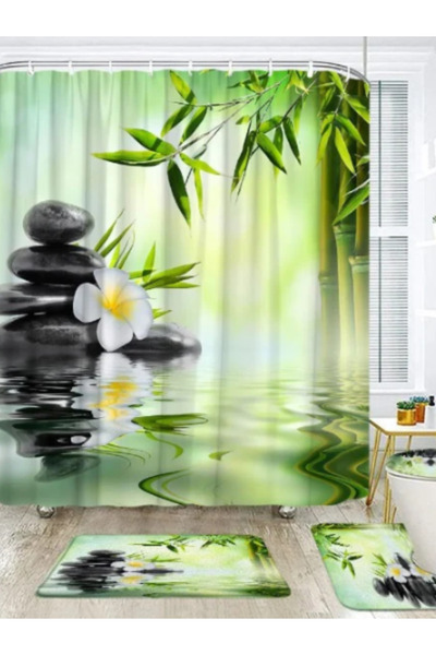 OEM Set Pentru Baie: Perdea, Covorase Si Husa De Toaleta - Zen Relax
