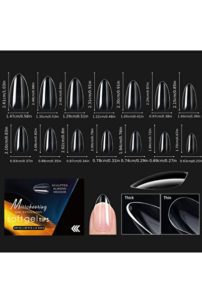 Choice 05 120/140 قطعة، مجموعة فاخرة في علبة أنيقة، أطراف أظافر صناعية بلون ا...