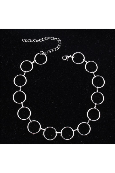 Choice قلادة فضية اللون بتصميم هندسي دائري عتيق، سلسلة ترقوة عصرية للنساء، قل...