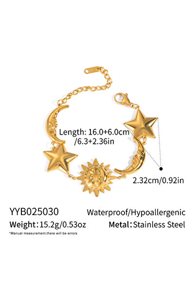 Choice سوار شيانينغ الأنيق من الفولاذ المقاوم للصدأ والمطلي بالذهب عيار 18 قي...