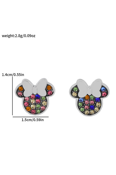 Miniso ES644 زوج واحد من أقراط ديزني ميكي ماوس المرصعة، أقراط ميني ماوس عصرية للبنات، مجوهرات للنساء