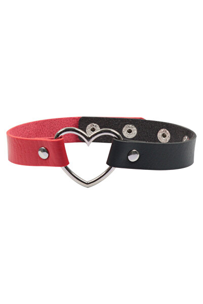 Choice red black Neo-Gothic Two-tone Spliced ​​PU Leather Choker Punk Rock Lo...