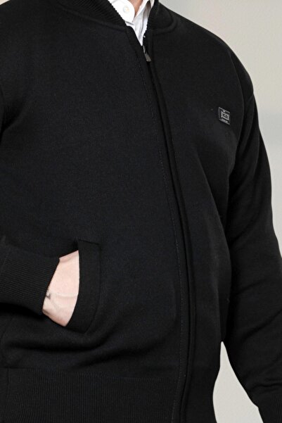 HEDEFNUR TEKSTİL Men's Dad and Middle-Aged Knitwear Knit Inside Lined Acrylic Zippered Winter Dad Cardigan