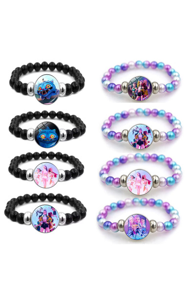 Miniso 8PCS KPop Demon Hunters Bracelets Girls Fashion Beaded Wristband Cute Cartoon Figure Jewelry Accesso