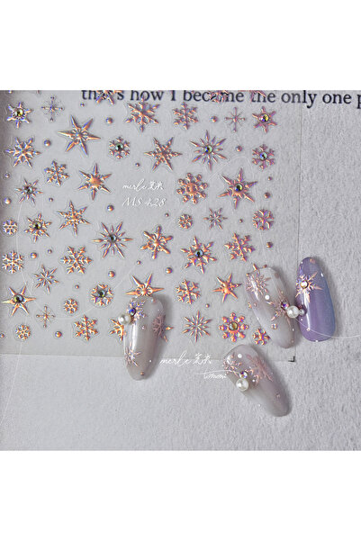 Choice قطعة واحدة من ملصقات أظافر ليزرية خماسية الأبعاد لعيد الميلاد، ملصقات ...
