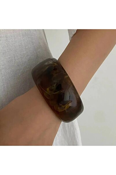 Choice E00K1KS02534 KunJoe Retro Brown Thick Resin Acrylic Bracelet for Women...