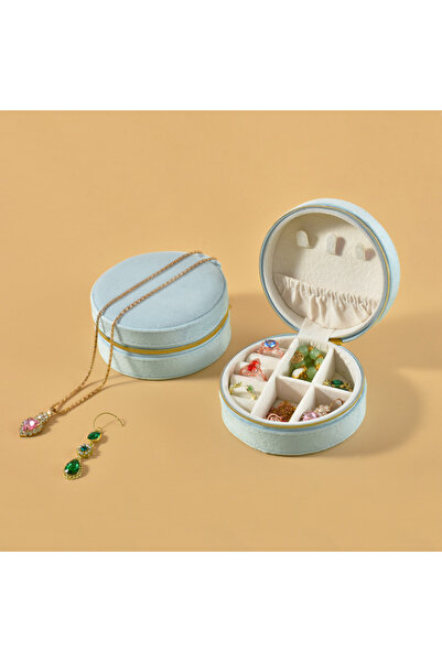 Choice صندوق تنظيم مجوهرات للسفر من المخمل الأزرق الفاتح - بطانة ناعمة مضادة ...