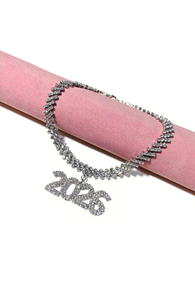 Choice قلادة فضية مطلية، أنيقة، مرصعة بأحجار الراين اللامعة، تحمل الرقم 2026،...