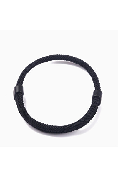 Choice أساور حبل ملونة منسوجة يدويًا، بلون أسود، مزودة بإبزيم مزدوج قابل للتع...