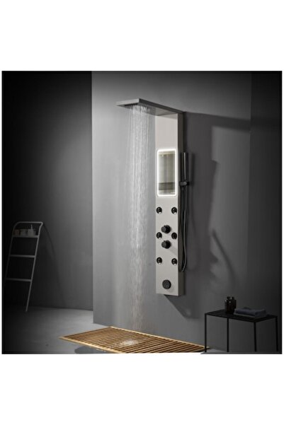 Radinavico Shower panel with rain effect and massage jets, LED mirror, brushe...