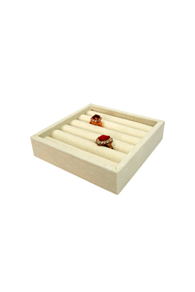 Choice علبة صغيرة بيج اللون لتنظيم الخواتم، تحتوي على 5 فتحات للأقراط، مناسبة...