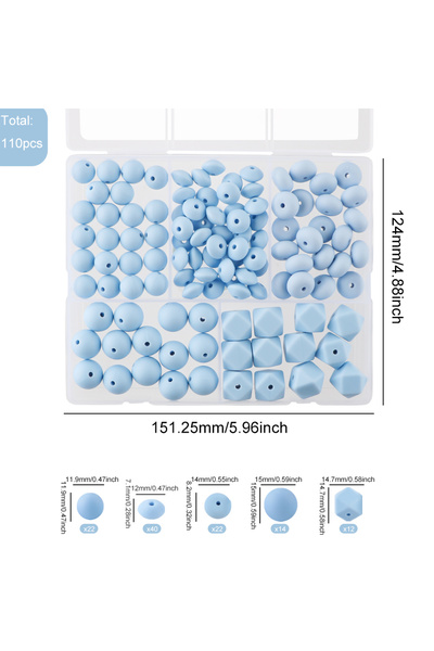 Choice مجموعة خرز سيليكون كوفيكت باللون الأزرق الباستيل، 110 قطعة/مجموعة، خرز...
