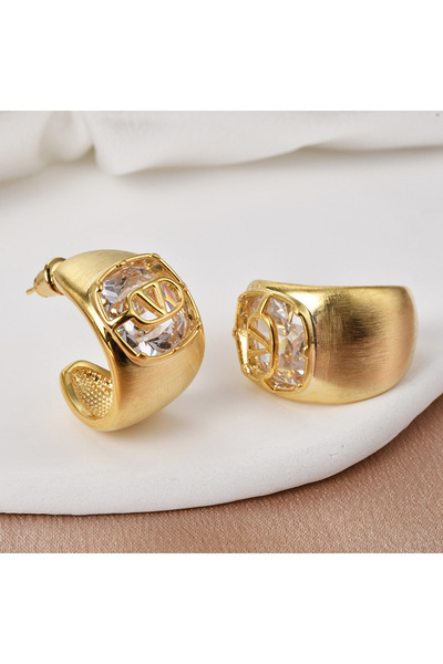 Choice أقراط فاخرة بتصميم بسيط من سلك ذهبي مصقول، مرصعة بالزركونيا، بتصميم عتيق، مطلية بالكهرباء، عالية الجودة