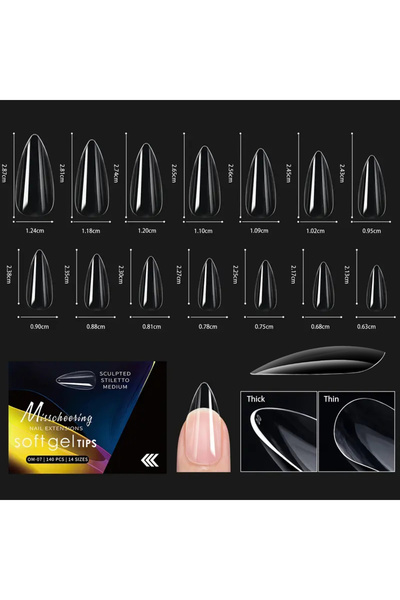 Choice 07 120/140 قطعة، مجموعة فاخرة في علبة أنيقة، أطراف أظافر صناعية بلون ا...