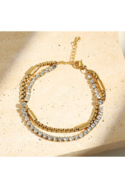 Choice طقم أساور نسائية من الفولاذ المقاوم للصدأ بلون ذهبي من زاكول، مكون من ...