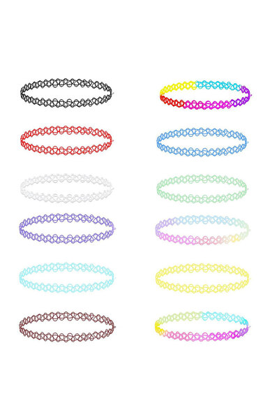 Choice B 12Pcs Vintage Stretch Choker Necklace Lady Girl Tattoo Choker Neckla...