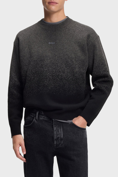 BOSS Logolu Yünlü Regular Fit Bisiklet Yaka Kazak Erkek KAZAK 50548701 001