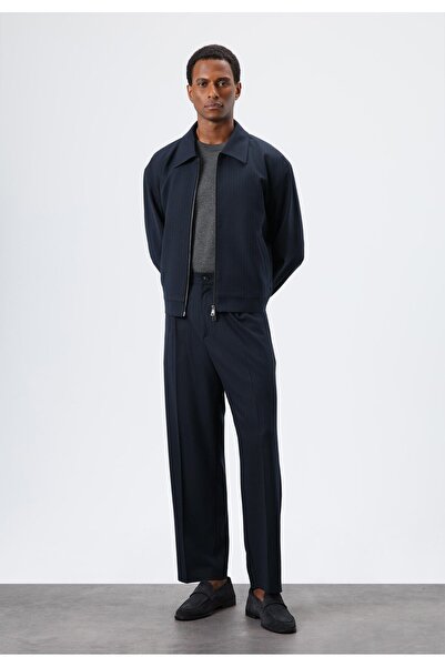 Antioch Lacivert Relax Fit Çizgili Erkek Pantolon