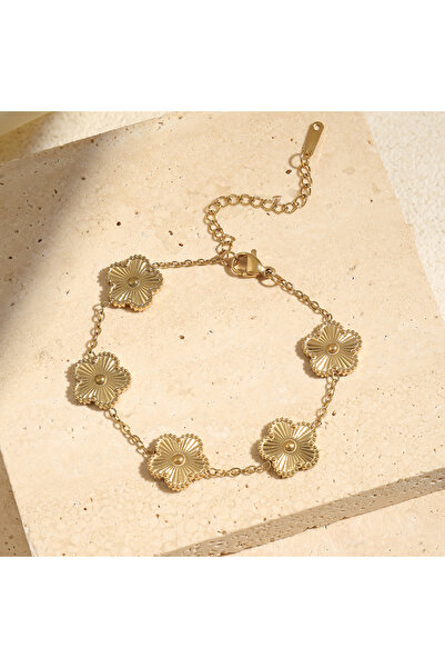 Choice أساور زاكول متعددة الأنماط من الفولاذ المقاوم للصدأ بلون ذهبي للنساء، مزينة بخرزة زركون لامعة