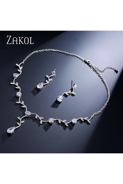 Choice White Color ZAKOL Classic Cubic Zirconia Crystal Bridal Jewelry Sets E...