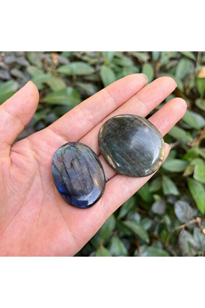 Choice قطعتان بيضاويتان/مجموعة، حجر لابرادوريت طبيعي لامع على شكل قلب، كابوشو...