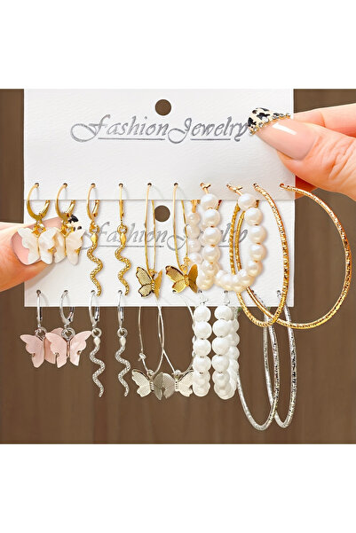 Choice 10 أزواج من الأقراط المتدلية على شكل ثعبان وفراشة، بتصميم بوهيمي إبداع...