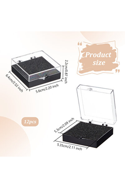 Choice AECH02-18118 20Pcs Clear Plastic Gift Box For Pin 2x1.7x0.9 inch Black...
