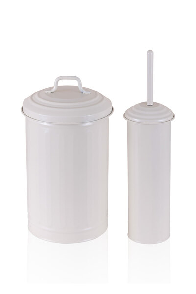 The Mia Çöp Kovası & Tuvalet Fırçası Seti Krem