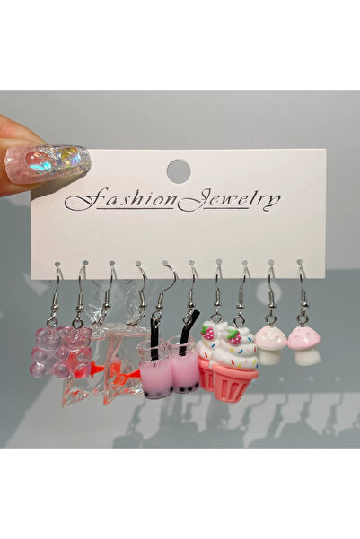 Choice طقم أقراط أنيق بتصميم مشروب فواكه حلو للنساء، بنمط 15، برسومات كرتونية...