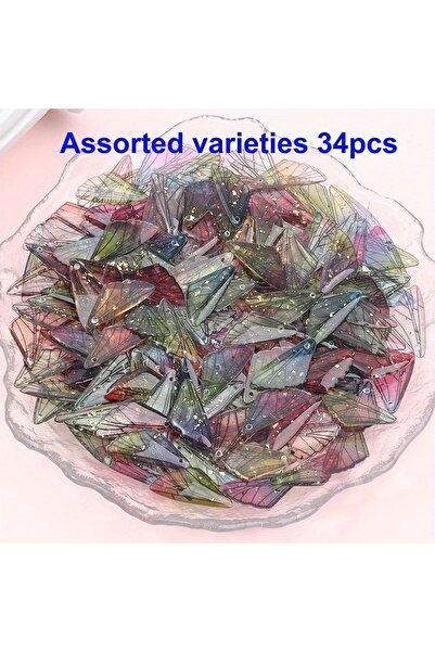 Choice 34 قطعة من قلادات الفراشة متعددة الألوان على شكل أجنحة، 2/17/34 قطعة، ...
