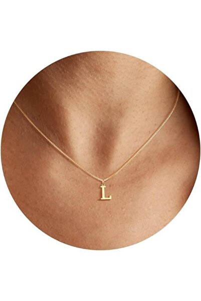 Choice قلادة من الفولاذ المقاوم للصدأ مطلية بالذهب تحمل الأحرف الأبجدية من L ...
