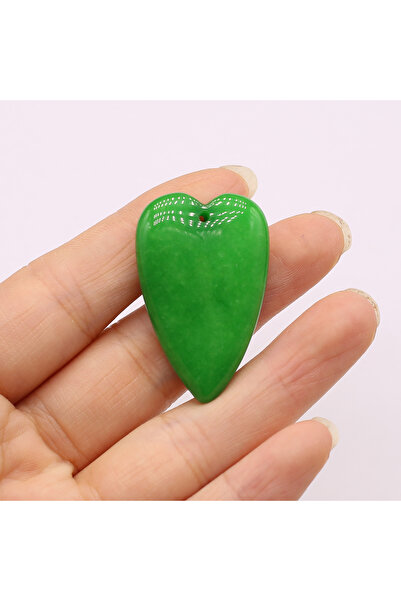 Choice قلادة من اليشم الماليزي، قطعة واحدة، 25 × 40 مم، على شكل قلب، مصنوعة م...