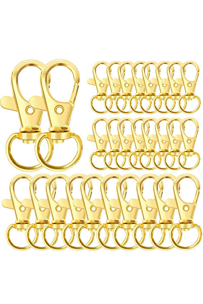 Choice 30 قطعة ذهبية، 10/30 قطعة، مشابك سلسلة مفاتيح، مشابك دوارة، خطافات تثب...