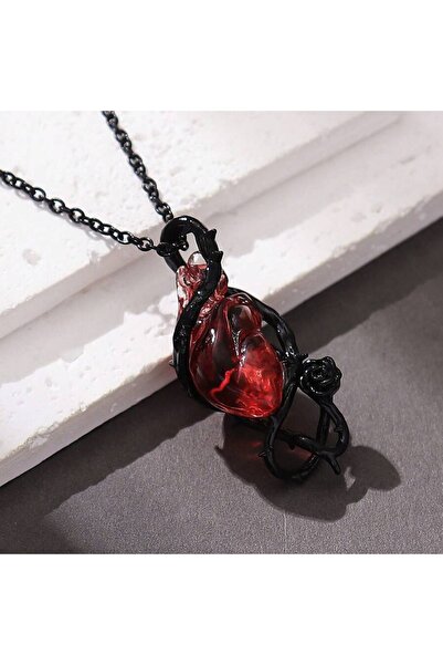 Choice قلادة على شكل قلب للزوجين، سلسلة ترقوة مزينة بزهرة الكرمة الشوكية، قلا...
