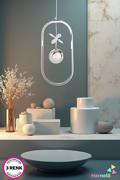 Harnelli 3 Renk Yanabilen Şeker Camlı Modern Ledli Avize